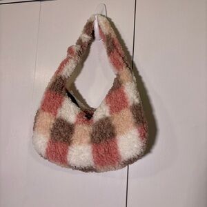Checker Pattern Teddy Bear Mini Tote‎ Bag Purse